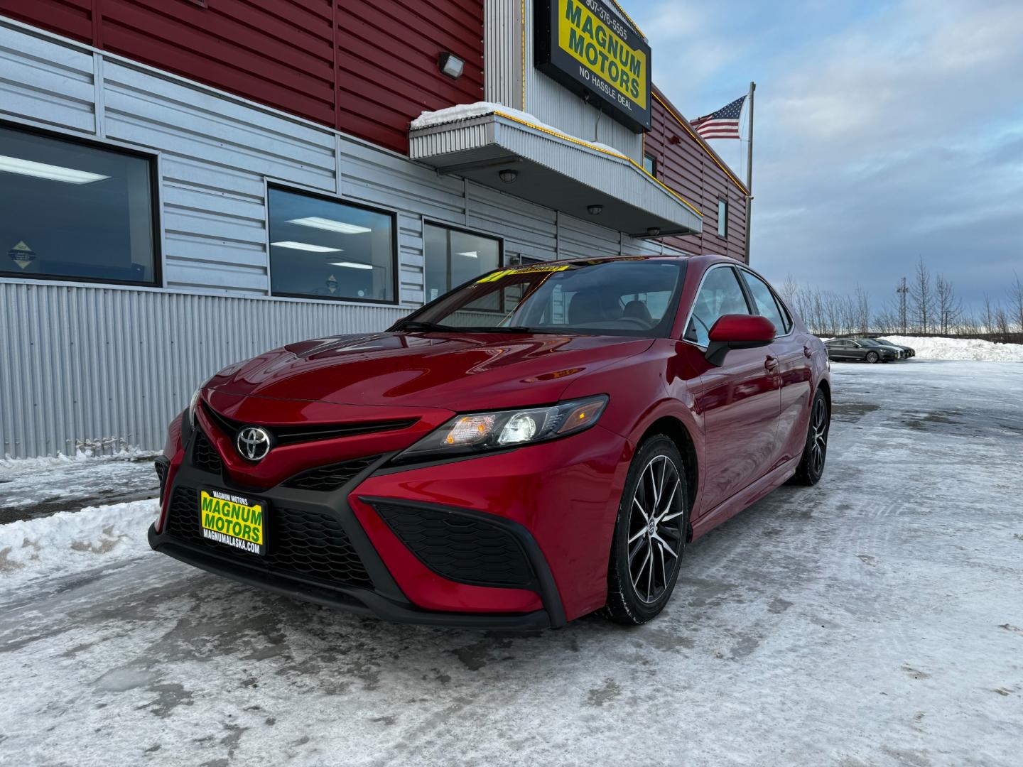 2021 Red /Black Toyota Camry SE (4T1G11AK4MU) with an 2.5L 4-Cylinder engine, located at 1960 Industrial Drive, Wasilla, 99654, (907) 274-2277, 61.573475, -149.400146 - Photo#0